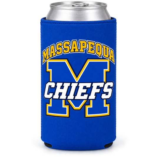 Massapequa Chiefs Varsity M Slim Can Cooler — Royal Blue