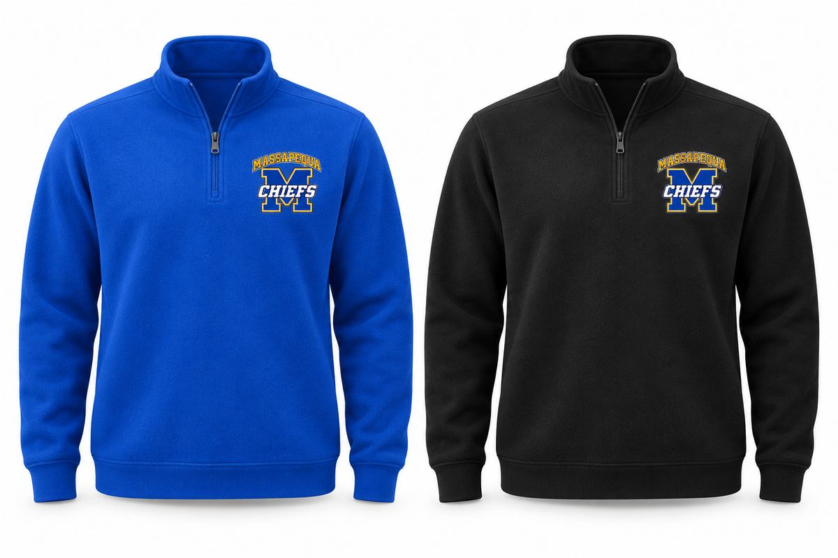 Massapequa Chiefs Varsity M Quarter-Zip Pullover — Royal Blue, Black