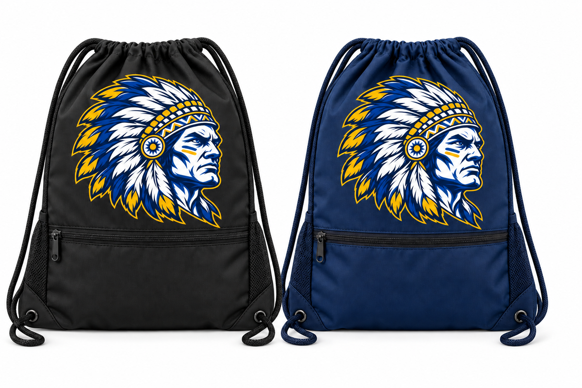 Massapequa Chiefs Intensity Zipper Drawstring Backpack — Black, Navy