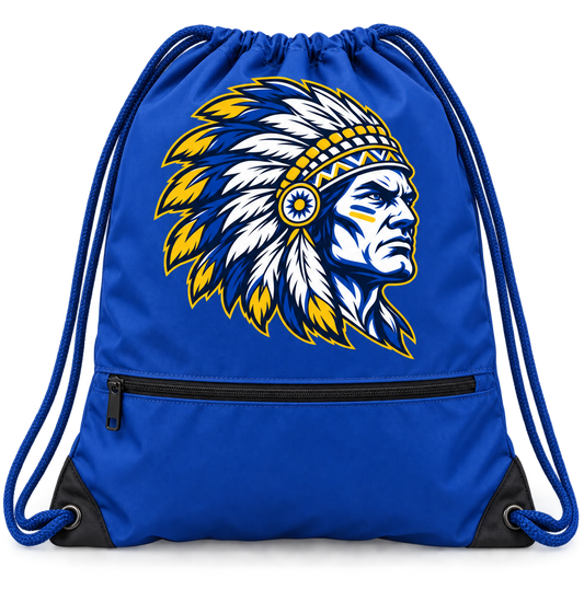 Massapequa Chiefs Intensity Zipper Drawstring Backpack — Royal Blue