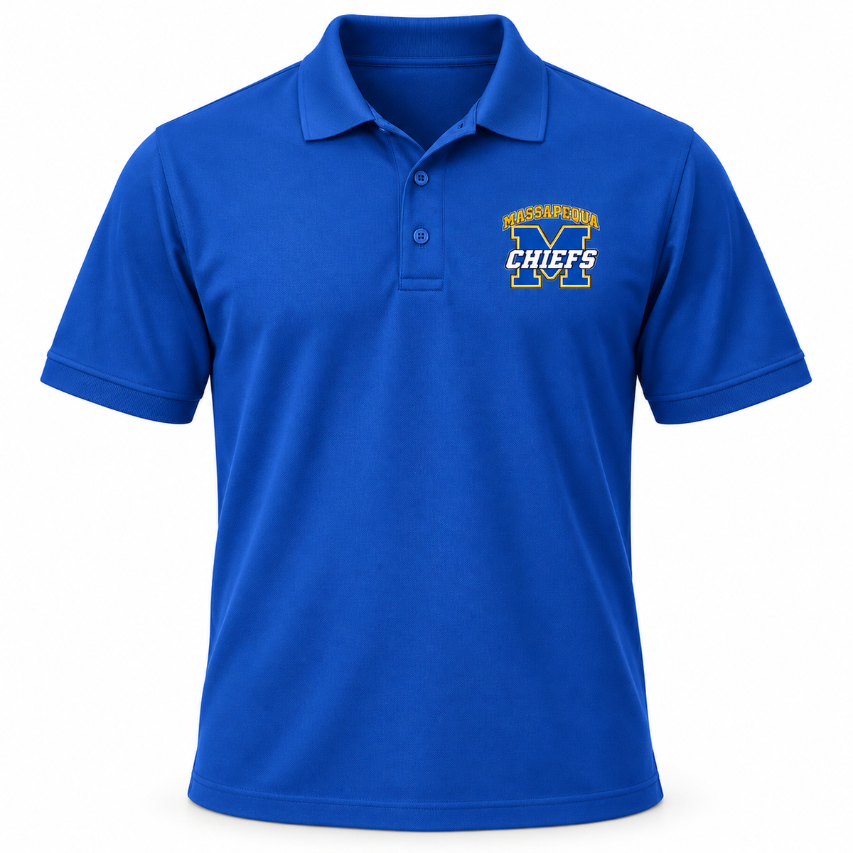 Massapequa Chiefs Varsity M Polo Shirt — Royal Blue