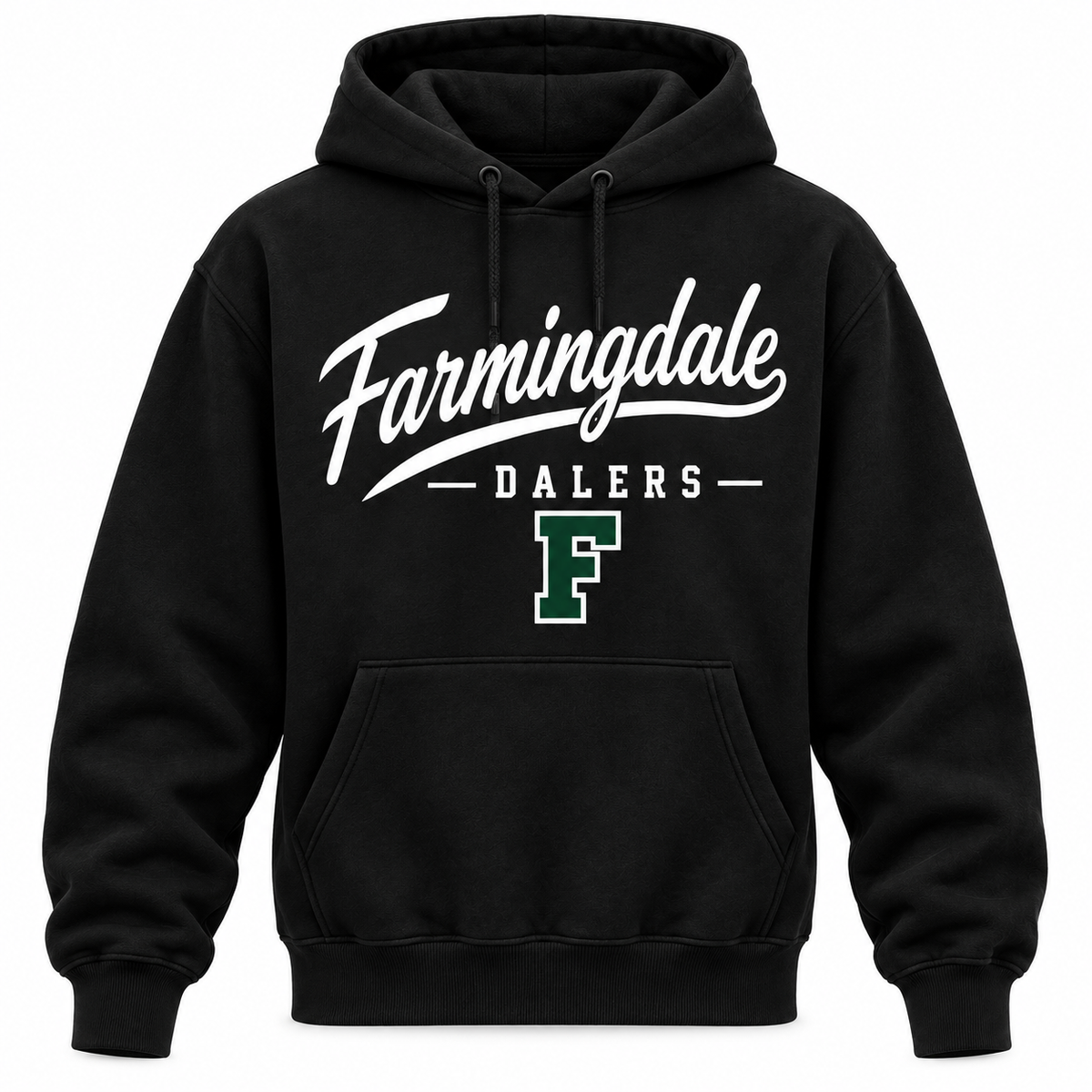 Farmingdale Dalers Men's Heritage Script Hoodie - Black front