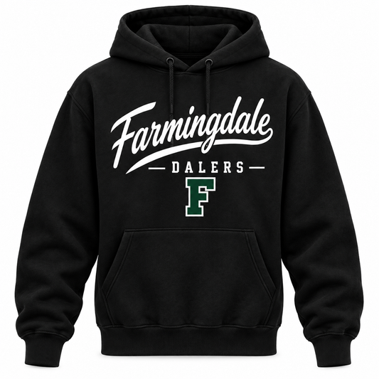 Farmingdale Dalers Men's Heritage Script Hoodie - Black front
