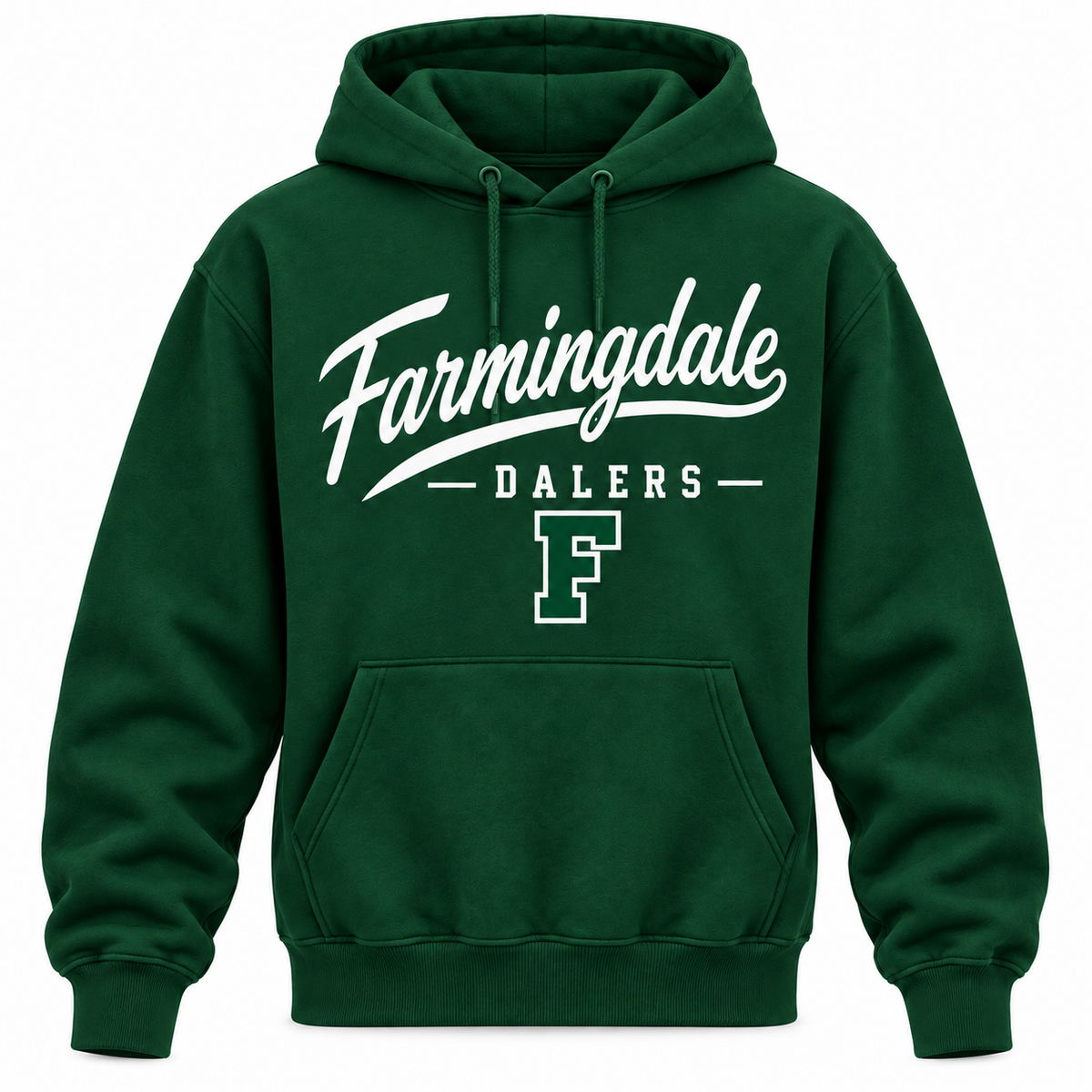 Farmingdale Dalers Men's Heritage Script Hoodie - Forest Green front