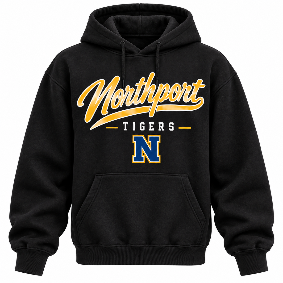Northport Tigers Men's Heritage Script Hoodie - Black front