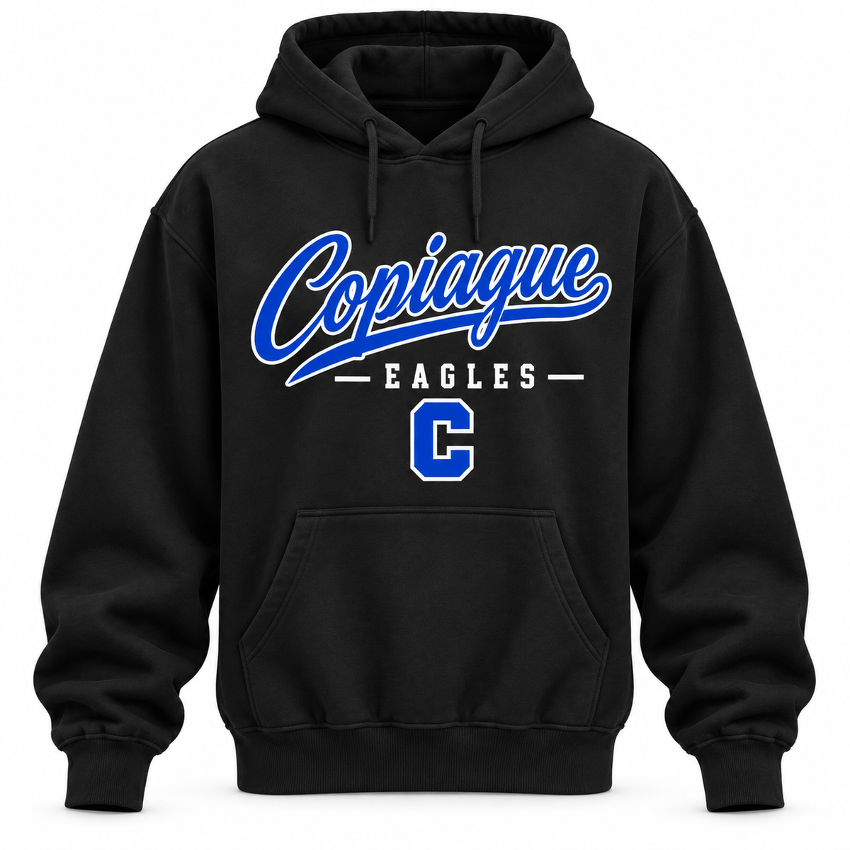 Copiague Eagles Men's Heritage Script Hoodie - Black front