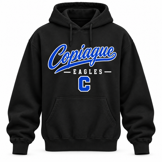 Copiague Eagles Men's Heritage Script Hoodie - Black front