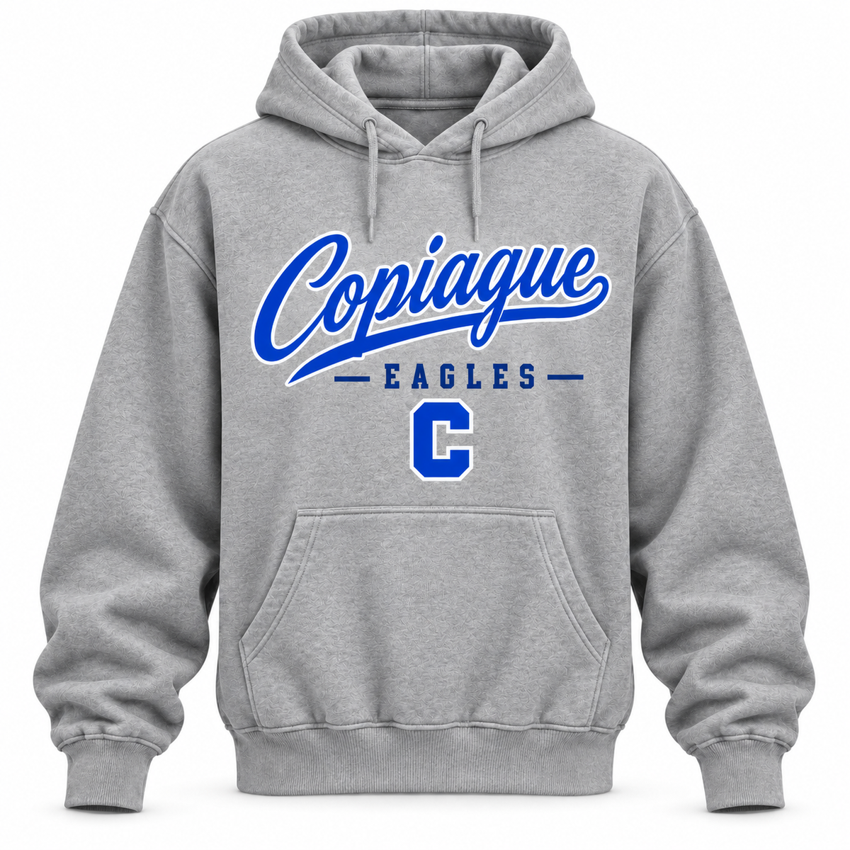 Copiague Eagles Men's Heritage Script Hoodie - Heather Gray front
