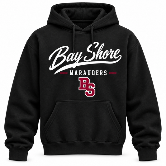 Bay Shore Marauders Men's Heritage Script Hoodie - Black front