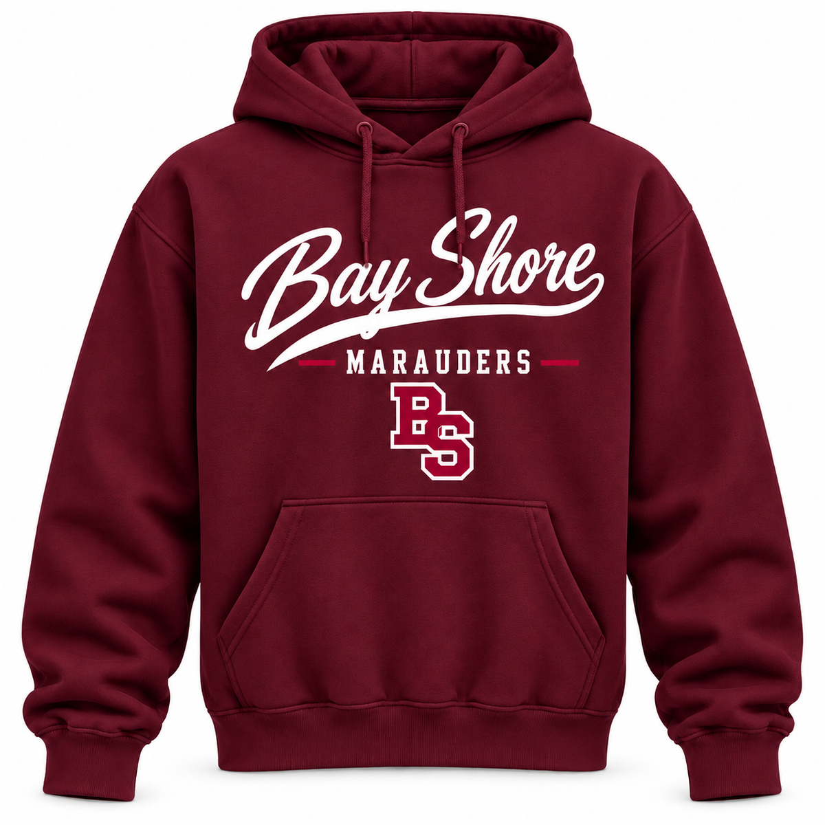 Bay Shore Marauders Men's Heritage Script Hoodie - Maroon front
