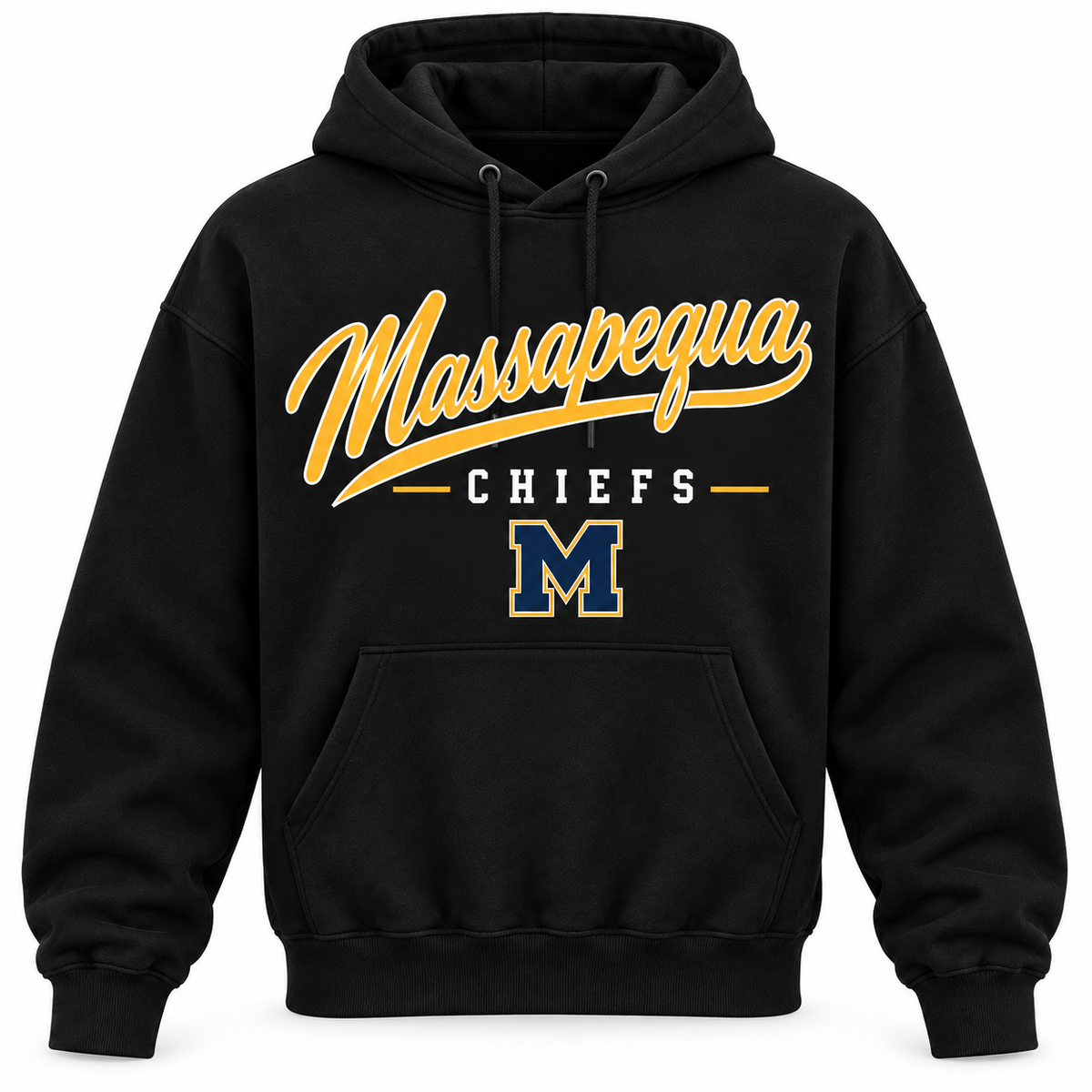 Massapequa Chiefs Men's Heritage Script Hoodie - Black front