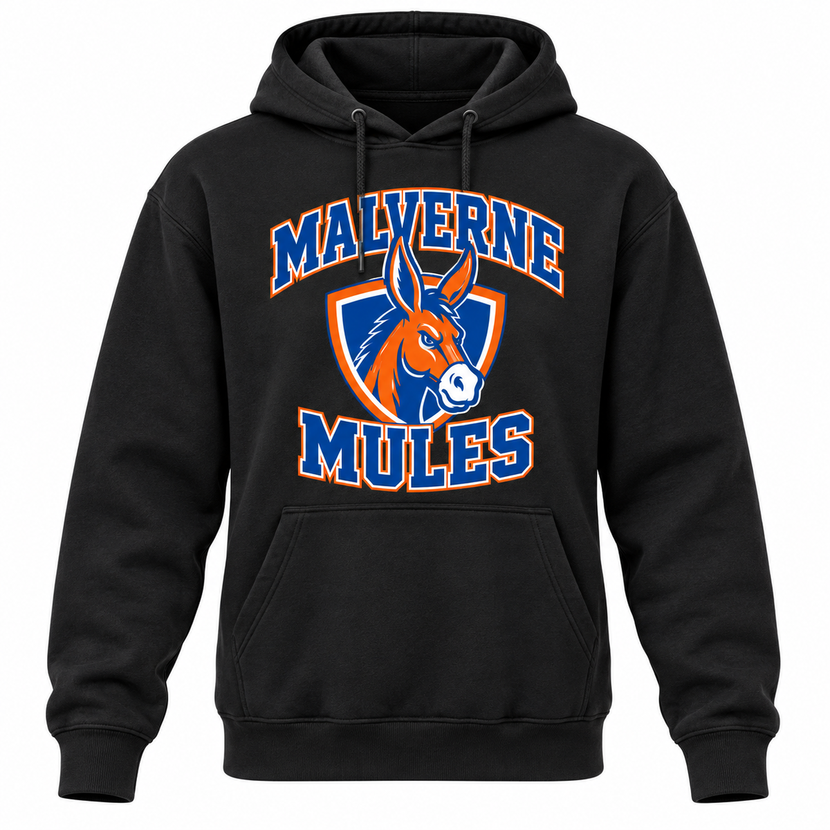 Malverne Mules Men's Collegiate Hoodie - Black front