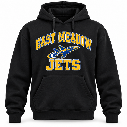East Meadow Jets Men's Collegiate Hoodie - Black front