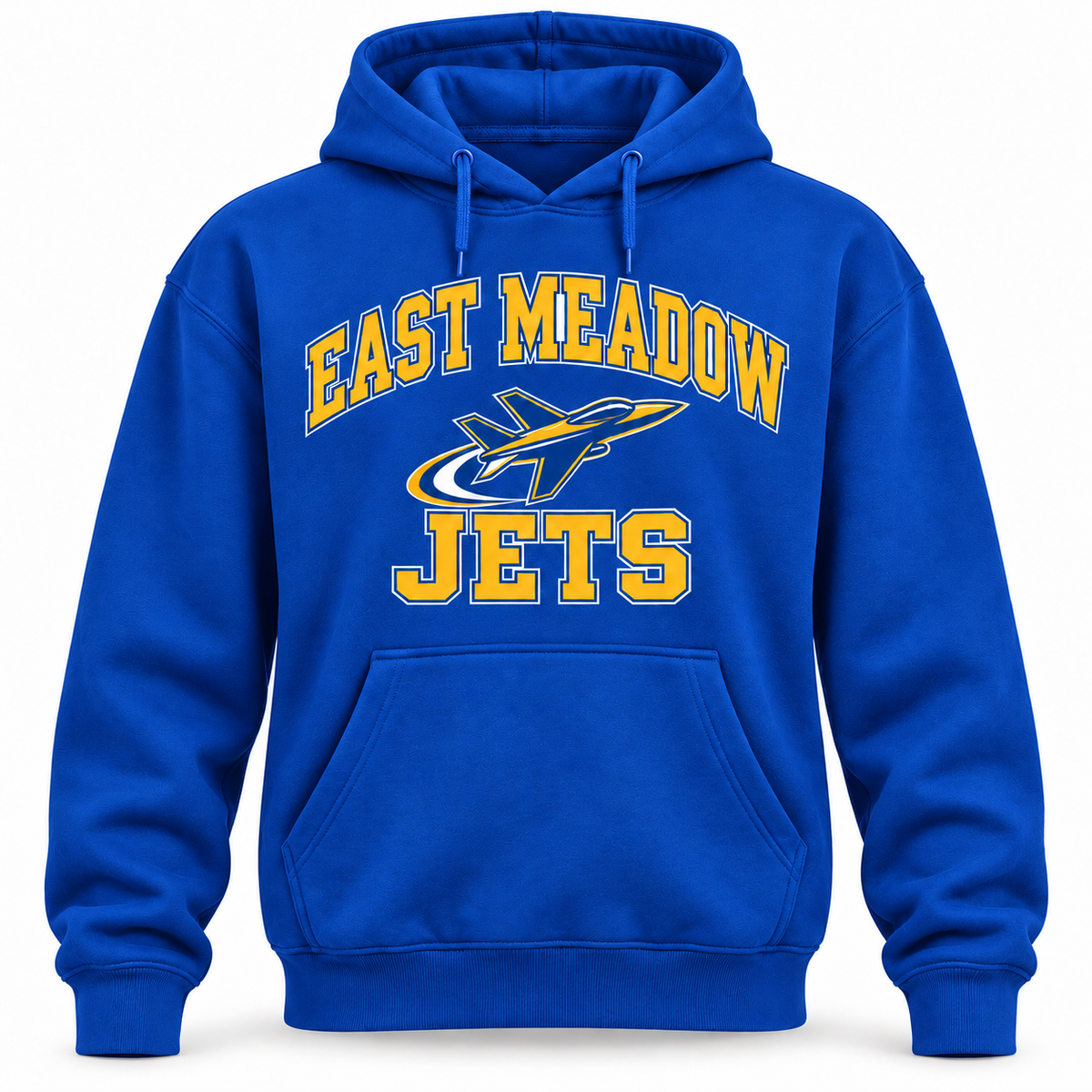 East Meadow Jets Men's Collegiate Hoodie - Royal Blue front