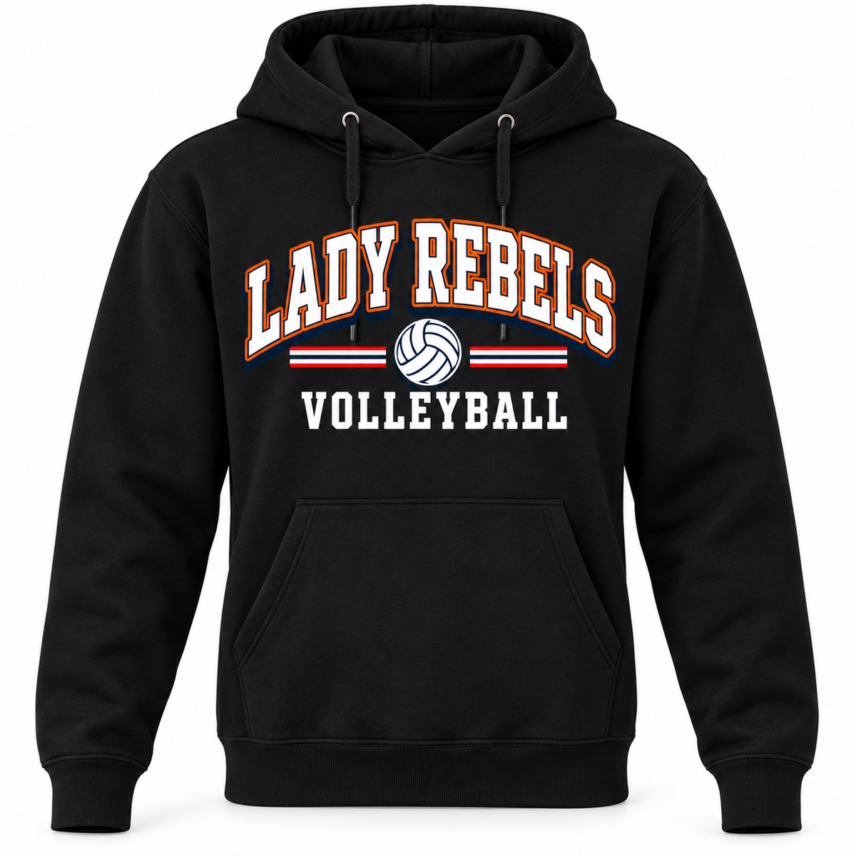 Great Neck South Lady Rebels Volleyball Men's Supporter Hoodie - Black front