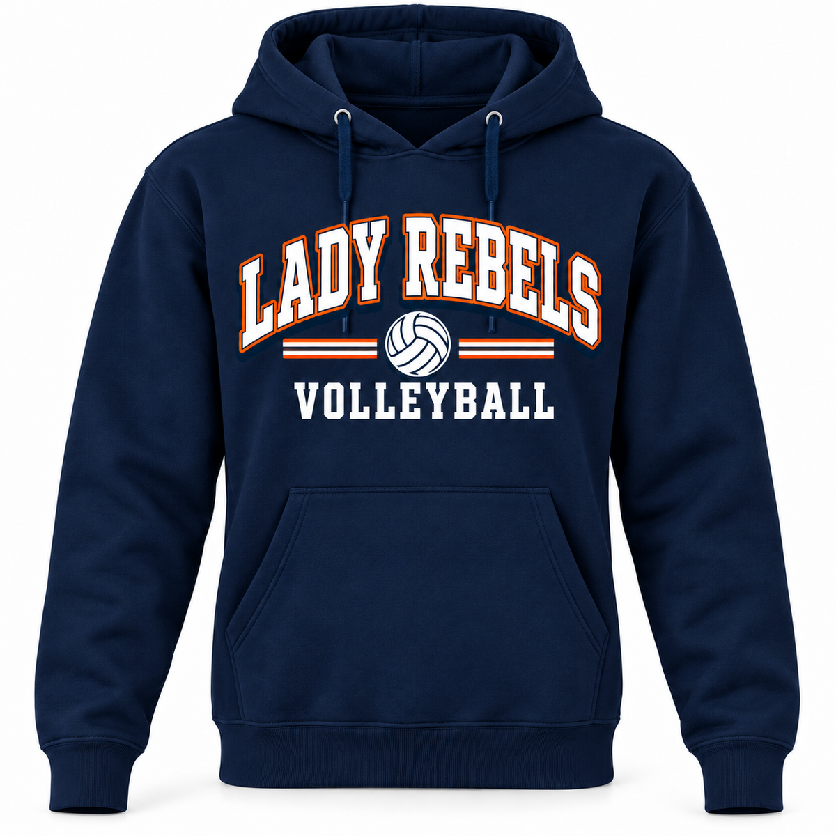 Great Neck South Lady Rebels Volleyball Men's Supporter Hoodie - Navy front