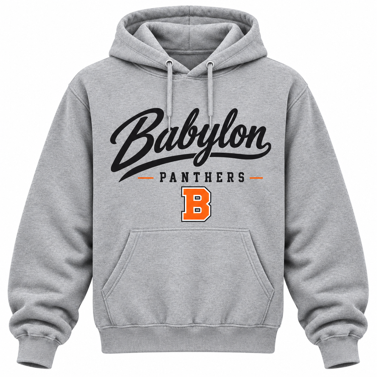 Babylon Panthers Men's Heritage Script Hoodie - Heather Gray front