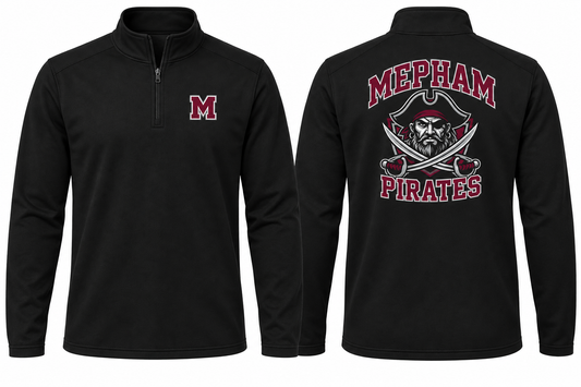 Mepham Pirates Varsity Quarter-Zip — Black front and back