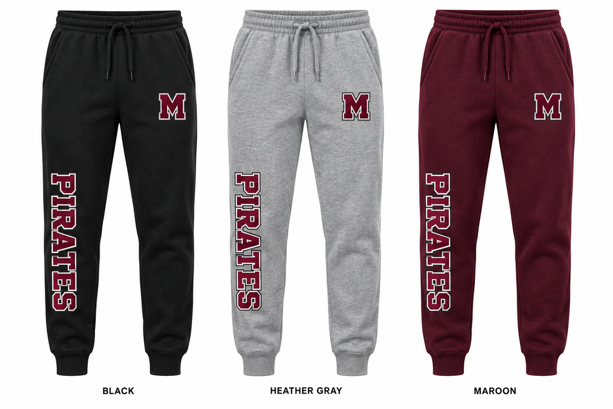 mepham varsity joggers in Black, Heather Gray and Maroon