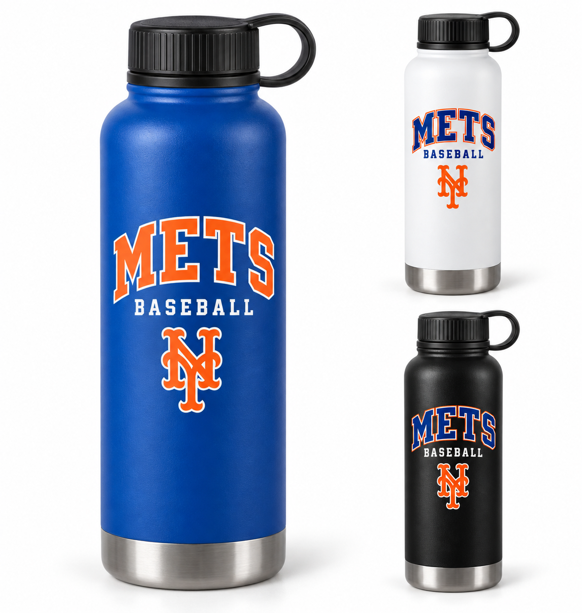 New York Mets Baseball Original 24 oz Water Bottle — Royal Blue, White, Black