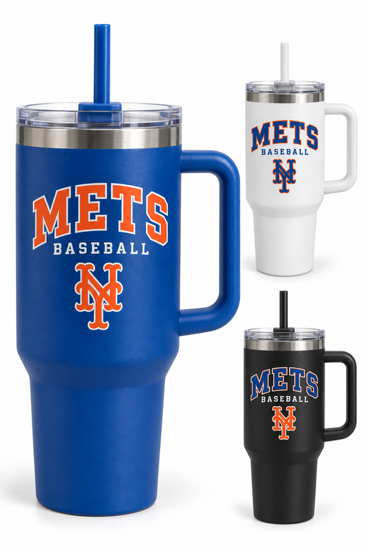 New York Mets Baseball Original 40 oz Handled Tumbler — Royal Blue, White, Black