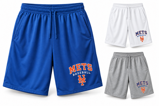 New York Mets Baseball Original Unisex Athletic Shorts — Royal Blue, White, Sport Gray