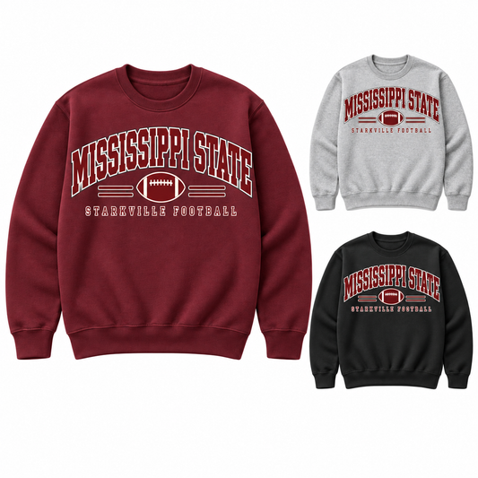 Mississippi State Heritage Arch Crewneck Sweatshirt — left hero, stacked color variants