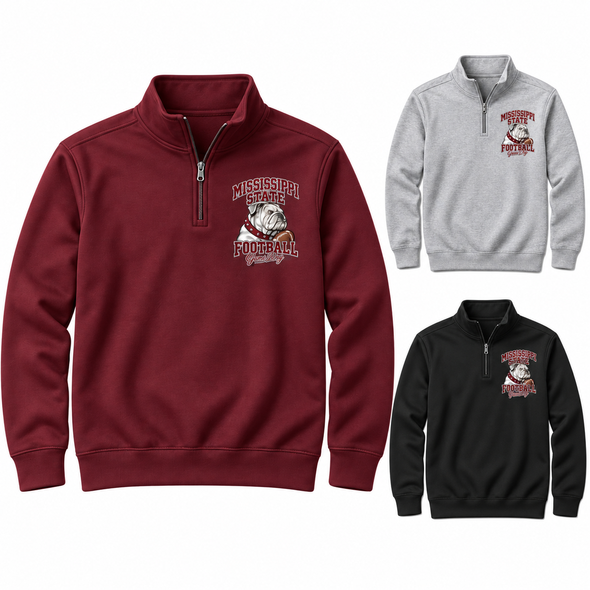 Mississippi State Left-Chest Quarter-Zip Pullover — left hero, stacked color variants