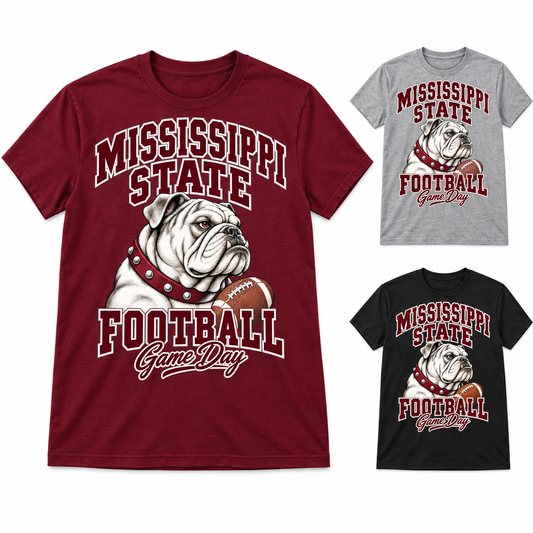 Mississippi State Mascot Game Day T-Shirt — left hero, stacked color variants