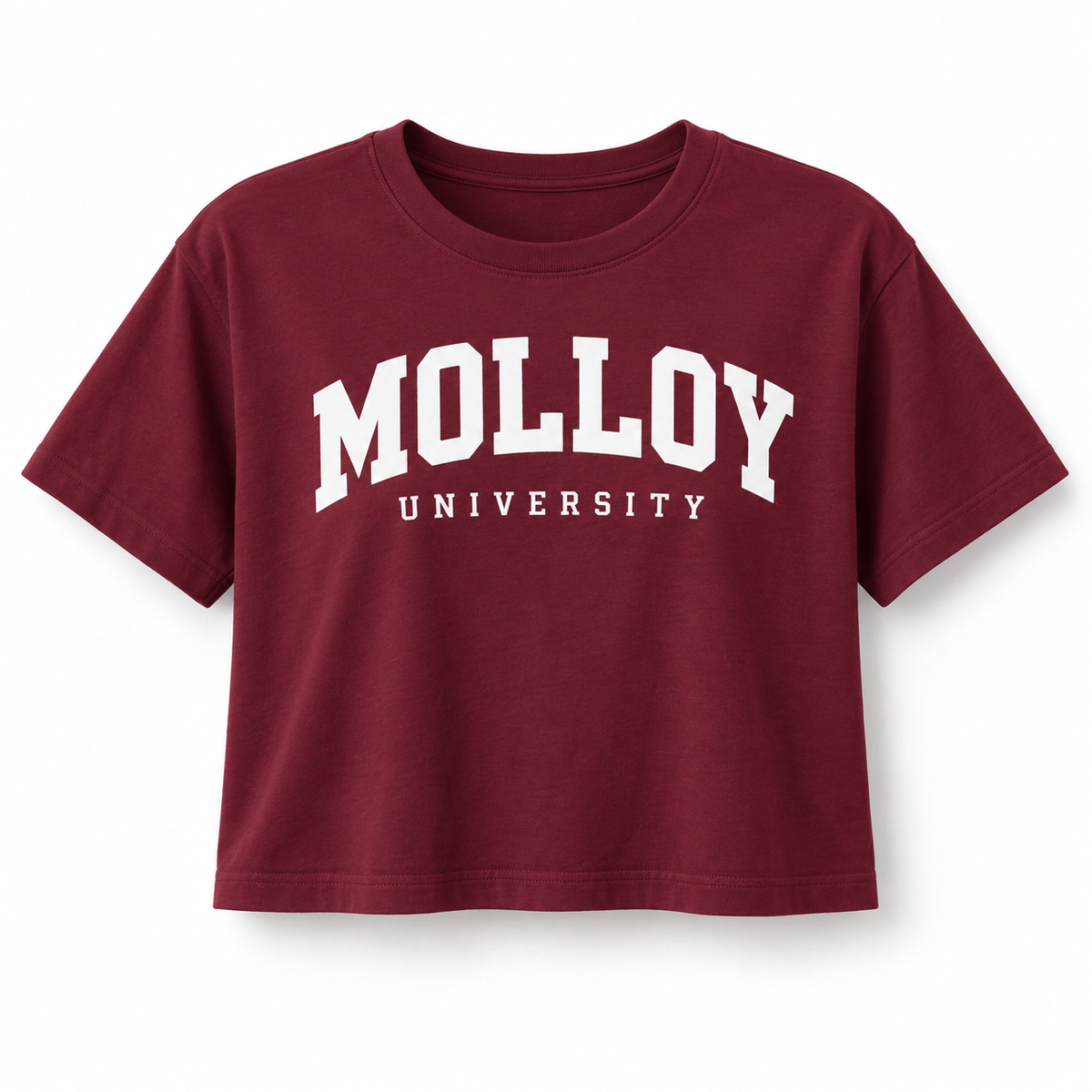 Molloy Women's Collegiate Crop Tee — Maroon