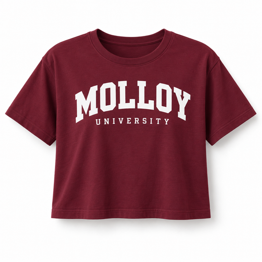 Molloy Women's Collegiate Crop Tee — Maroon