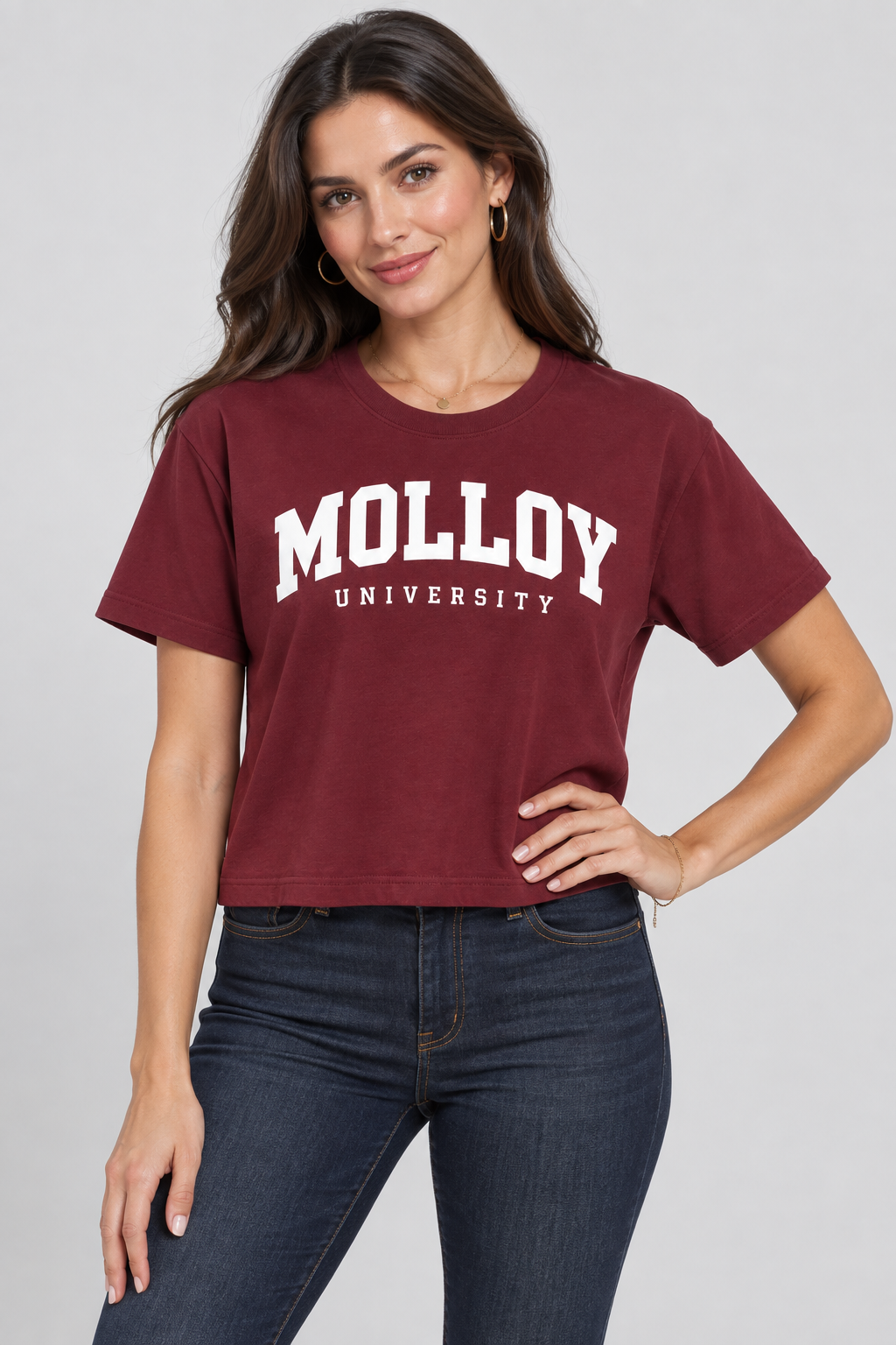 Molloy Women's Collegiate Crop Tee — Model