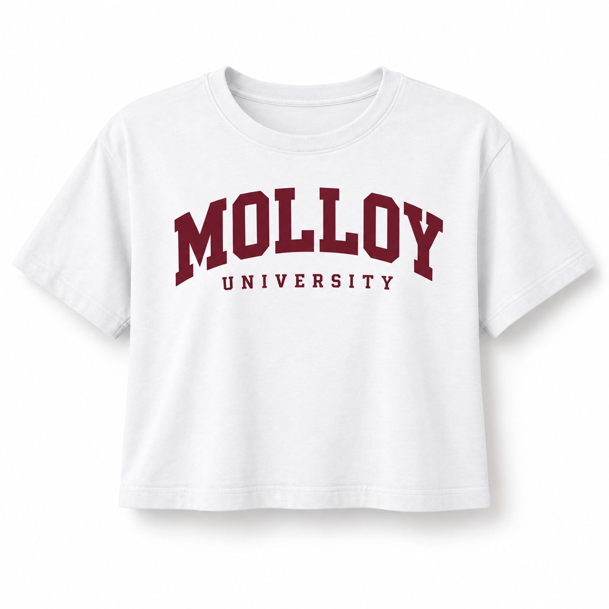 Molloy Women's Collegiate Crop Tee — White