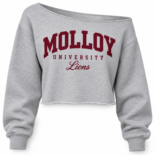 Molloy Women's Off-Shoulder Crop Sweatshirt — Heather Gray