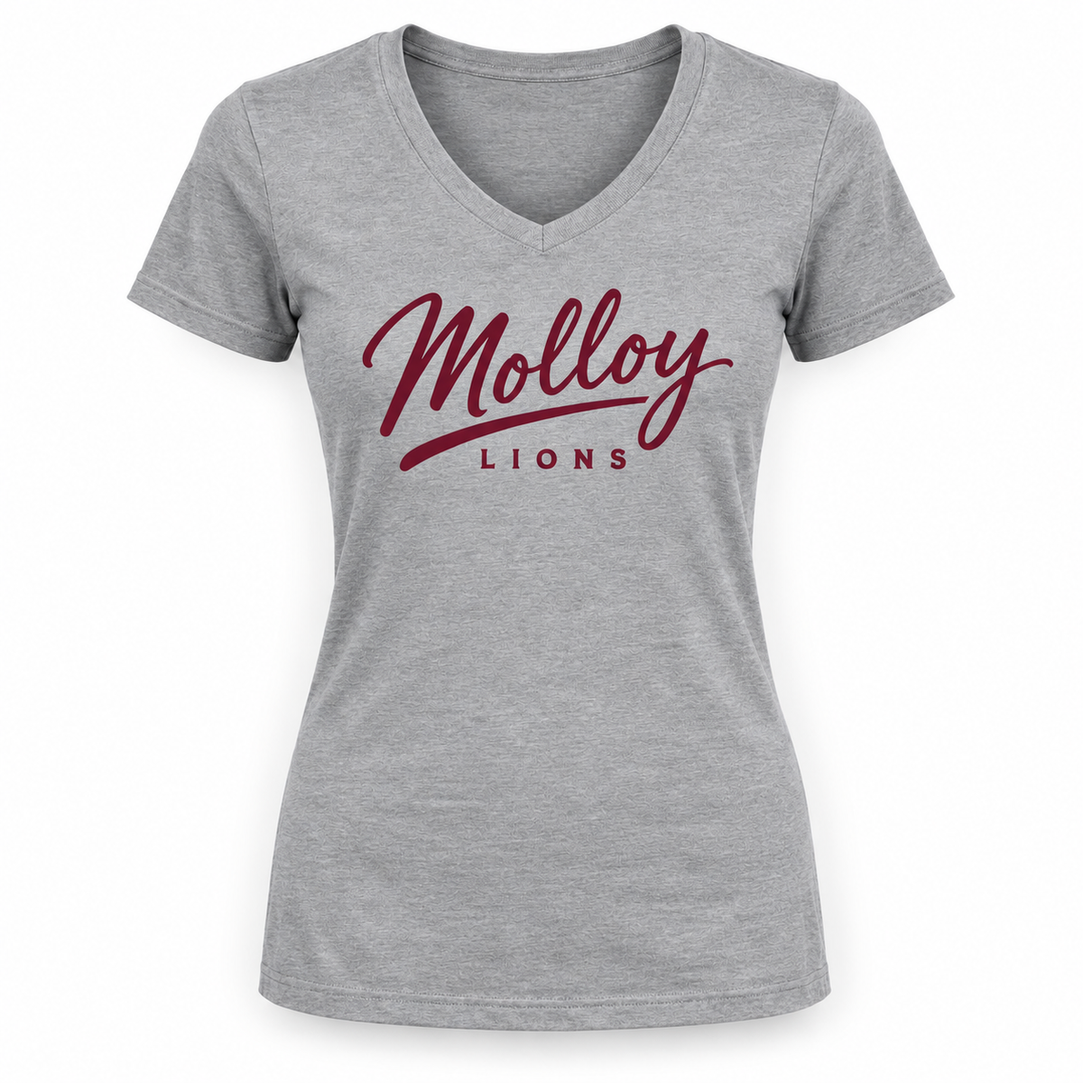 Molloy Women's Script V-Neck Tee — Heather Gray