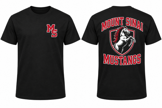 MOUNT SINAI MUSTANGS black tee front and back
