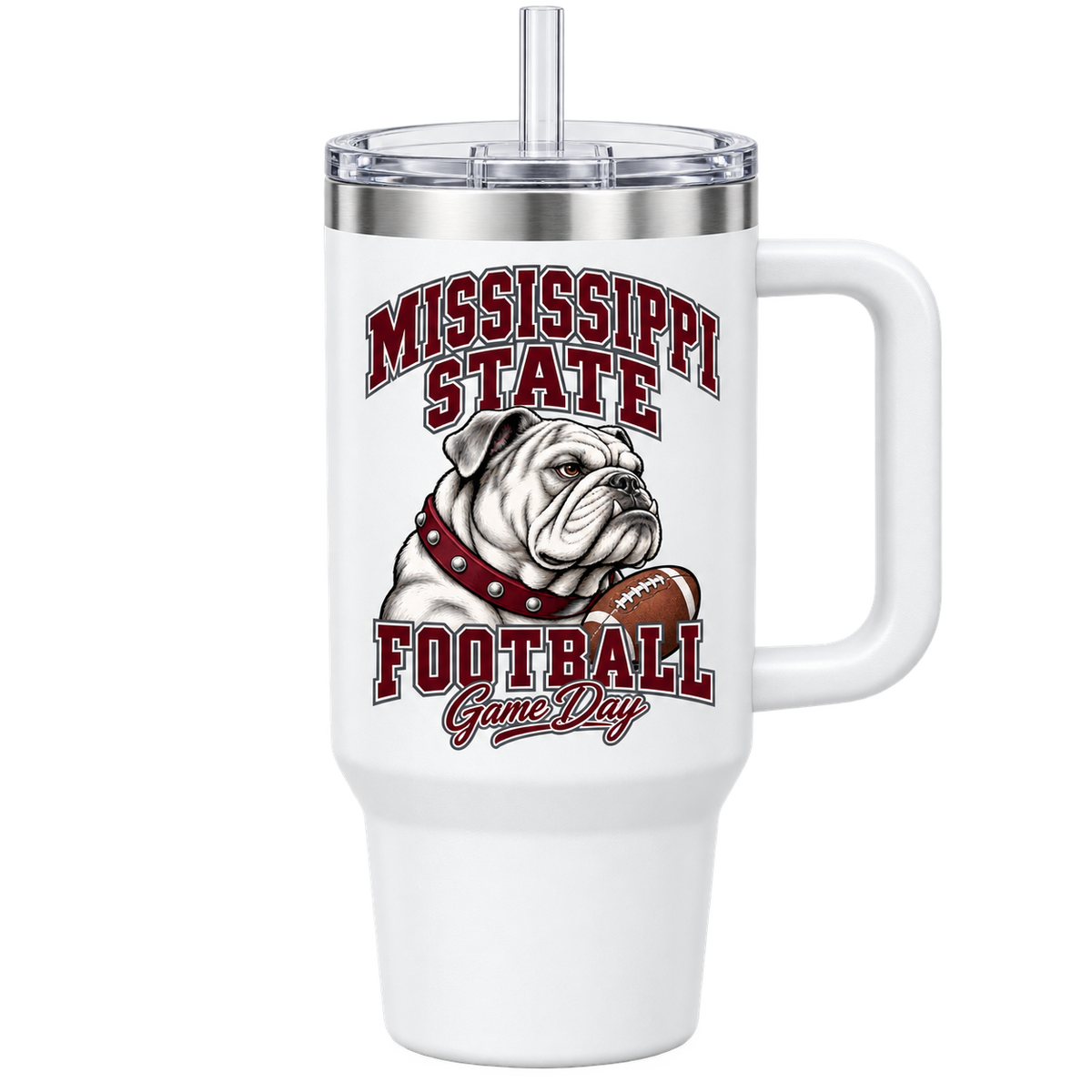 Mississippi State Mascot Handled Tumbler — White