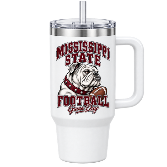 Mississippi State Mascot Handled Tumbler — White