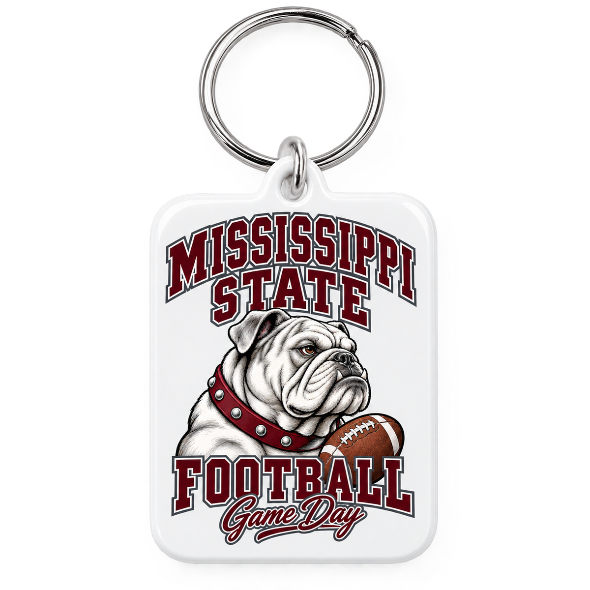 Mississippi State Mascot Game Day Keychain — White