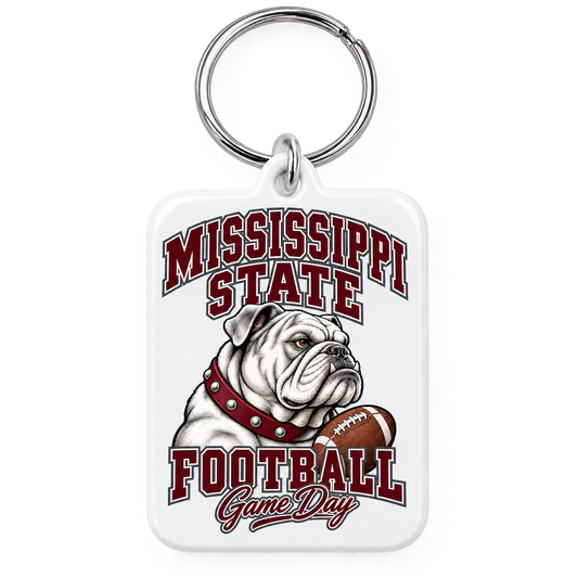 Mississippi State Mascot Game Day Keychain — White