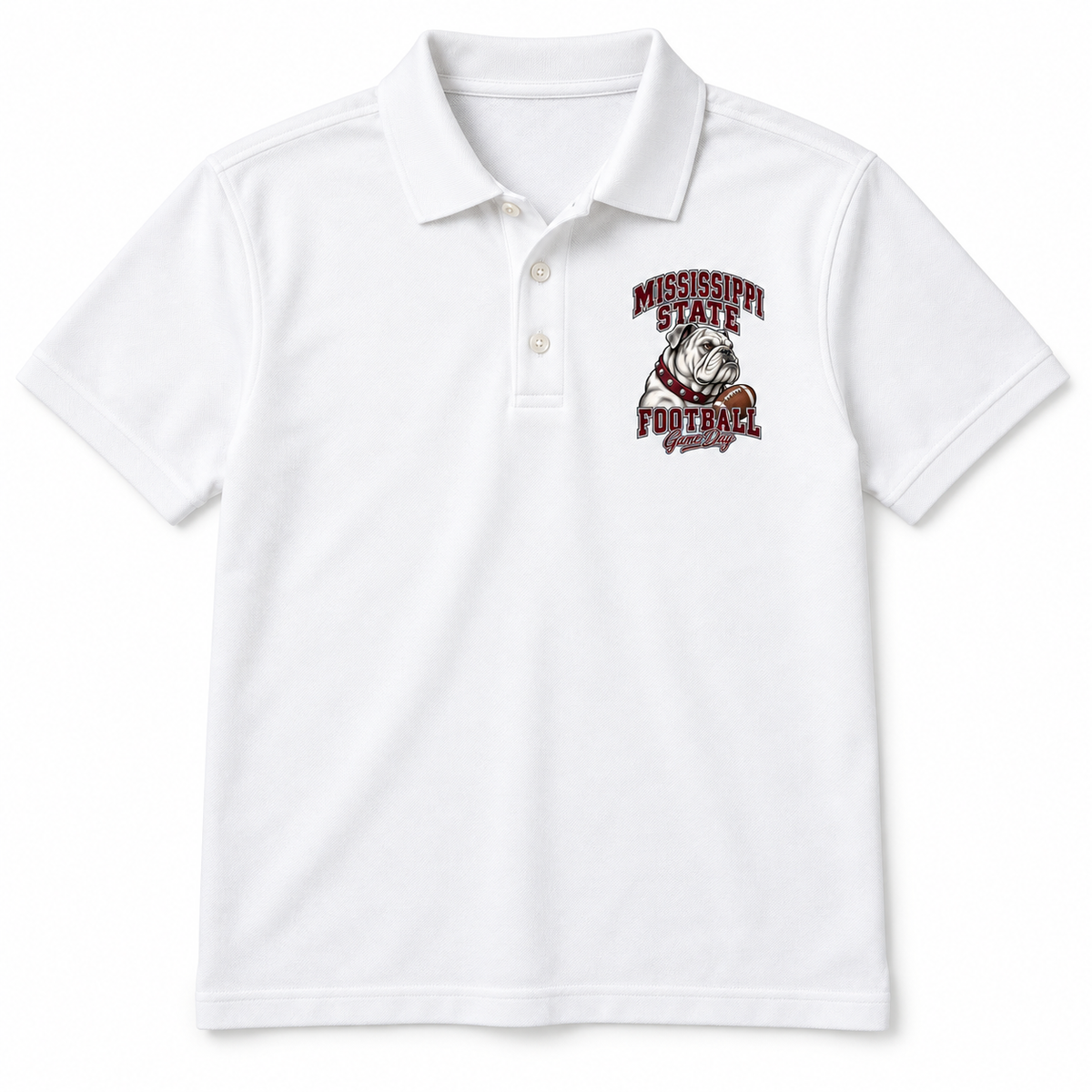 Mississippi State Left-Chest Game Day Polo in White