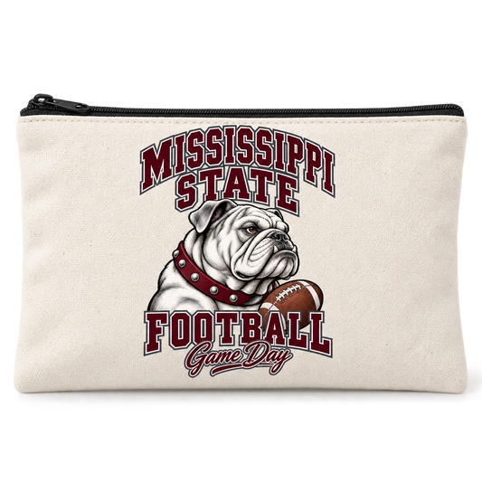 Mississippi State Mascot Zippered Pencil Pouch — Natural