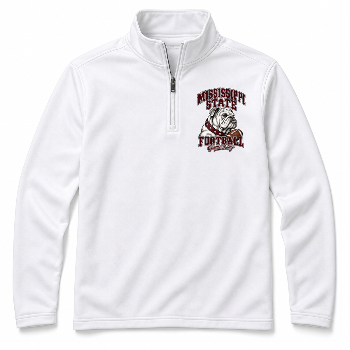 Mississippi State Left-Chest Quarter-Zip Pullover in White