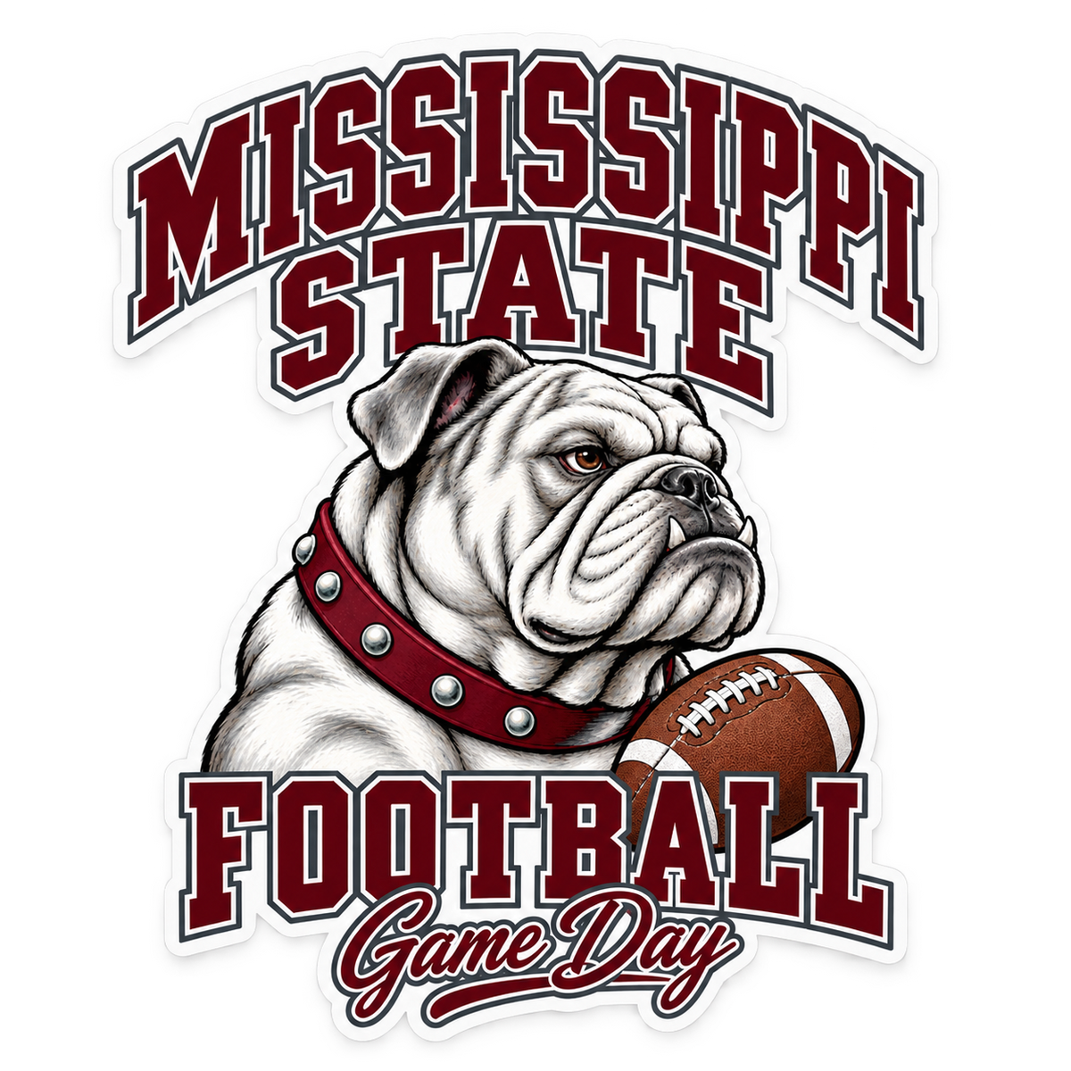 Mississippi State Mascot Die-Cut Sticker — White