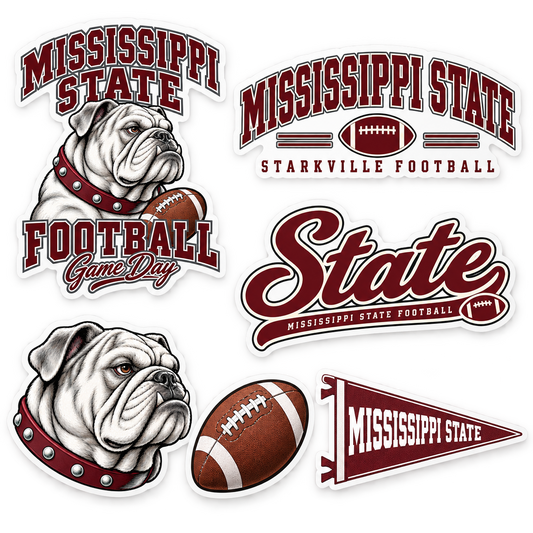 Mississippi State Saturday Spirit 6-Piece Sticker Pack — Team Colors
