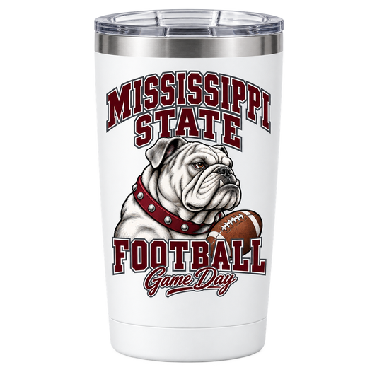 Mississippi State Mascot Travel Tumbler — White