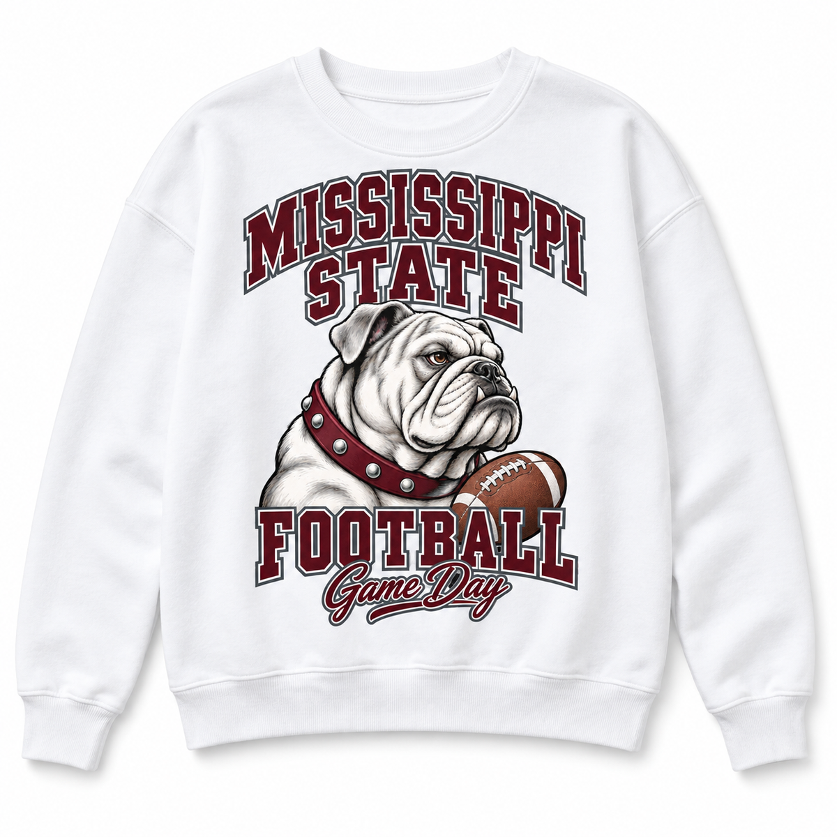 Mississippi State Women's Mascot Crewneck Sweatshirt in White