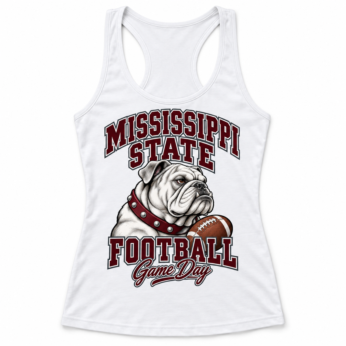 Mississippi State Women's Mascot Racerback Tank in White