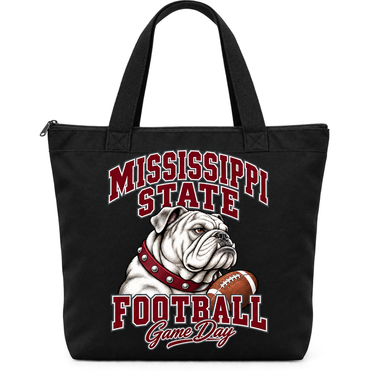 Mississippi State Mascot Zippered Tote Bag — Black