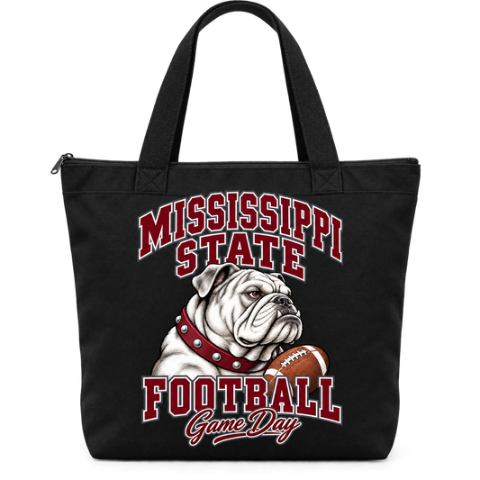 Mississippi State Mascot Zippered Tote Bag — Black
